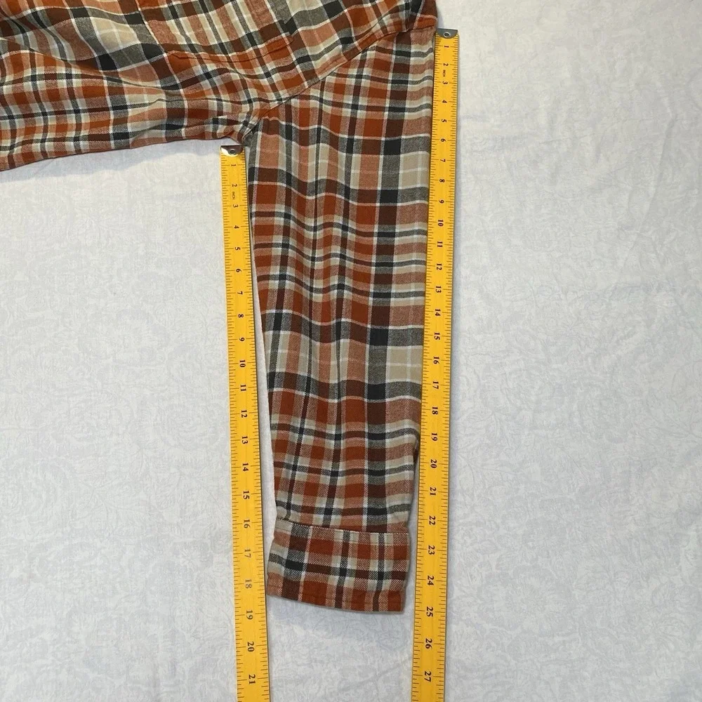Eddie Bauer Flannel Shirt Mens XXL Blue Orange Plaid Button Up Lot 2